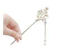 Bastoncini Per Capelli Perle di fiori rossi color oro Nappe lunghe Bastoncini for capelli Forcine Accessori for capelli da sposa Copricapo di gioielli for capelli da sposa Capelli Twist Perni(Style 8)