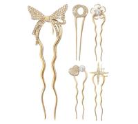 Bastoncini per capelli vintage in metallo, bastoncini per capelli vintage con perno a U, Clip per forchetta per capelli vintage, Pettine laterale per capelli da sposa, forcine per acconciature, fermag