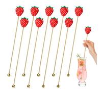 Bastoncini per cocktail, agitatori per bevande - Palette per caffè riutilizzabili alla fragola 10 pezzi | Bastoncini per mescolare shaker per cocktail da bar, bastoncini per agitatori per in