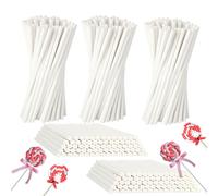 Bastoncini per lecca-lecca da 4 pollici, 1000 pezzi, in carta bianca, per cake pops, bastoncini a ventosa, per caramelle sciolte, dessert, cake p