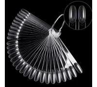 Bastoncini per nail art, 100 unghie trasparenti per esercitazioni con etichette numerate, a forma di ventaglio, per campioni di smalti, salone e manicure fai da te, include 2 bastoncini arancioni