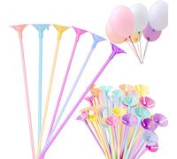 Bastoncini per Palloncini in Plastica Stecche Aste 100pz 32cm Bacchette per Palloncini con Tazza Multicolore Riutilizzabili per Feste Matrimoni Natale (100)