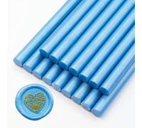 Bastoncini per sigilli in cera, Ioggtser 16 PCS Pistola Colla Sigillo Cera Sticks per timbro di cera sigillo, bastoni di cera di tenuta per fare sigilli di cera per inviti a nozze(Sky Blue)
