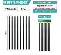 BASTONCINI STICK COLLA A CALDO NERO NERI PER PISTOLA INCOLLATRICE 19CMX7MM
