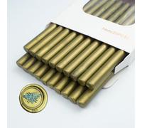 Bastoncino di cera per sigilli, Ioggtser 20 PCS Mini Pistola Colla Sigillo Cera Stick per Timbro con sigillo in cera, Bastoncini di cera sigillanti per inviti a nozze (Greenish Gold)