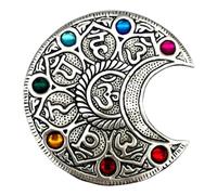 Bastoncino di incenso Agarbatti in metallo puro color argento a mezzaluna, 7 chakra, per tempio, culto, fragranza e atmosfera spirituale, confezione da 1