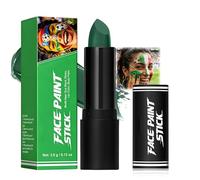 Bastoncino di vernice per il viso verde, copertura completa, colore lime per lo sport, trucco in crema impermeabile resistente al sudore, bastone lavabile e sfumabile, costume cosplay SFX per