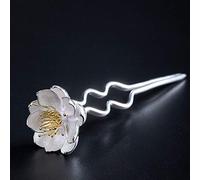 Bastoncino for capelli for chignon, forchette for capelli a forma di U in argento sterling 925 for donne Elegante fermaglio for capelli con fiore di loto Bacchette for capelli a U francesi Forchette f