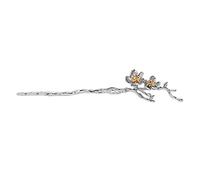 Bastoncino per Capelli da Donna Forcina for acconciature a vento con bastoncino for capelli in fiore di prugna pieghettato retrò femminile per L'uso Quotidiano(Silver)
