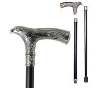 Bastone Antico con Manico Argentato e Cristallo Giallo, Classico da Gentiluomo, Regalo Elegante per Appassionati(Double-section)