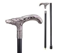 Bastone Antico con Manico Argentato e Cristallo Giallo, Classico da Gentiluomo, Regalo Elegante per Appassionati(Double-section)