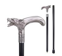 Bastone Antico con Manico Argentato e Cristallo Giallo, Classico da Gentiluomo, Regalo Elegante per Appassionati(Double section)