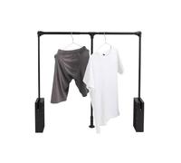 Bastone Appendiabiti Telescopico per Armadio, Regolabile - Asta Appendiabiti Saliscendi per Armadio in Acciaio Nero, 60-83cm, Carico 12kg