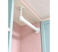 Bastone Armadio Appendiabiti Asta per Armadio a L da Soffitto a Parete, Barra per Appendiabiti d' Angelo Sostitutiva che Risparmia Spazio, Tubo in Acciaio Inossidabile(White,74cm/29.1in/2.4ft)