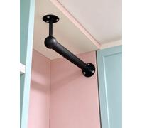 Bastone Armadio Appendiabiti Asta per Armadio a L da Soffitto a Parete, Barra per Appendiabiti d' Angelo Sostitutiva che Risparmia Spazio, Tubo in Acciaio Inossidabile(Black,98cm/38.6in/3.2ft)
