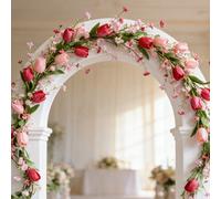 Bastone Artificiale in Rattan con Tulipani Rosa per Eventi Eleganti e Spazi Desi