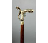Bastone bastone da passeggio in legno manico serpente pesante stile vintage...