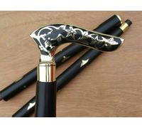Bastone bastone da passeggio in legno stile vintage manico ottone stile...