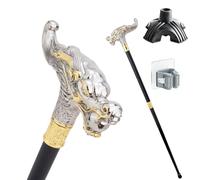 Bastone Bianco e Oro Testa Drago Morde Sfera, Impugnatura Ergonomica Antiscivolo Resistente Portatile Unisex