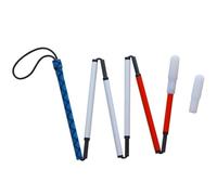 Bastone Bianco in Carbonio Leggero e Pieghevole per Non Vedenti - 6 Sezioni, con Punta di Ricambio e Custodia in Velluto - Ideale per Ipovedenti (Manico blu, 120 cm)