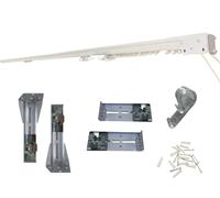 BASTONE BINARIO SCORRITENDA ESTENSIBILE PER TENDA, Movimento a Corda, In Ferro BIANCO, Varie Misure (DA 122 A 213 CM)