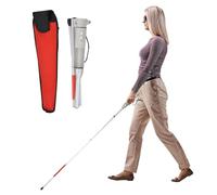 Bastone cieco pieghevole - Bastone guida per anziani riflettente in lega di alluminio per ausili alla mobilità Strumento di assistenza, con suono e allarme vocale leggero(White,A(132cm/52in))
