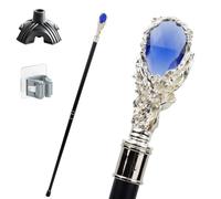 Bastone con Gemme Bianche e Blu Stile Inglese, Impugnatura Ergonomica Antiscivolo e Resistente Portatile Unisex anche un Accessorio di Moda