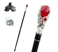 Bastone con Gemme Bianche e Rosse Stile Inglese, Impugnatura Ergonomica Antiscivolo e Resistente Portatile Unisex Anche un Accessorio di Moda