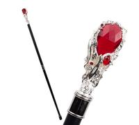 Bastone da Allenamento Riabilitativo Doppio in Lega di Alluminio da 95cm, Stampella con Gemme Brillanti per Escursionismo, Trekking e Cosplay di Halloween(Red)