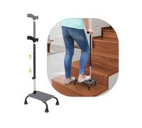 Bastone da arrampicata per scale a mezzo gradino, aiuto per gli anziani, bastoni da passeggio a 4 rebbi, base quadrupla, supporto regolabile per salire e scendere le scale, dispositivi di assistenza