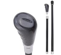 Bastone da Cammino con Manopola di Leveraggio, Texture Fibra Carbonio, Accento Argento, Elegante Decorativo per uso quotidiano, Feste e Collezione