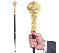 Bastone da Passeggio Artigianale, Pomolo Sfera Floreale Colore Oro | 93 cm, a forma di pastorale, smontabile per riporlo facilmente, antiscivolo, impugnatura ergonomica