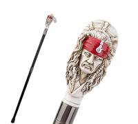 Bastone da Passeggio con Fascia Rossa Indiana, Bastone da Passeggio di Lusso per Uomo e Donna, Scettro Antiscivolo Rimovibile, Festa Vintage per Cosplay 98 Cm