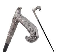 Bastone da Passeggio con Gancio a Forma di Fiore, Bastone da Passeggio di Lusso per Uomo e Donna, Scettro Antiscivolo Rimovibile per Cosplay Feste Vintage 92 Cm(Silver)