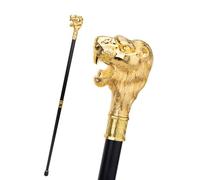 Bastone da Passeggio Con Manico a Forma di Testa di Leone Dorato da 36,61 Pollici, Bastone da Viaggio Pieghevole Regalo per Uomo e Donna