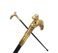 Bastone da Passeggio con Manico a Testa di Cane Dorato, Decorativo Vintage per Gentiluomini e Collezionisti, Elegante per Cosplay, Festa in Costume Uso Quotidiano(Single section)