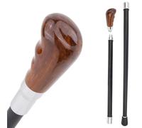 Bastone da Passeggio con Manico in Legno Ergonomico - 93 cm, in Acciaio Nero Elegante Gentiluomo per Quotidiano, Eventi Formali & Cosplay