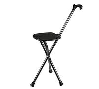 Bastone da passeggio con seduta regolabile in altezza, pieghevole, leggero, con sgabello a LED, con punte in gomma antiscivolo, stampella per anziani