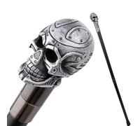 Bastone da Passeggio con Teschio in Resina Argentata Lungo 92 Cm, Bastone di Lusso per Uomo e Donna, con Puntale Antiscivolo Rimovibile, per Cosplay e Feste a Tema Vintage