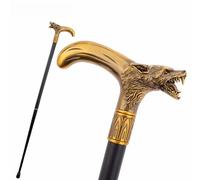 Bastone da Passeggio con Testa di Lupo per Uomini: Ideale per L'equilibrio Degli Anziani, Pieghevole in 3 Parti, Garantisce Stabilità e Supporto, 92 cm