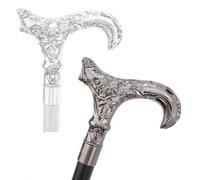 Bastone da Passeggio Decorativo Alla Moda Con Testa di Fiore e Teschio in Argento da 36,81 Pollici Elegante da Uomo da Cosplay