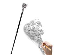 Bastone da Passeggio Decorativo Con Testa di Leone In Argento da 36,61 Pollici Con Baffi, Elegante da Uomo per Cosplay