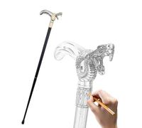 Bastone da Passeggio Decorativo Con Testa di Serpente Bianco Dorato Che Morde per Adulti e Bambini Cosplay 36,22 Pollici