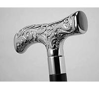 Bastone da passeggio Deluxe in ottone anticato, bellissimo manico in ottone con manico argentato, per uomo e donna