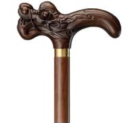 Bastone da passeggio, design a forma di fenice del drago intagliato a mano, bastone di supporto lucido di alta qualità per anziani, elevata capacità di carico 250 kg