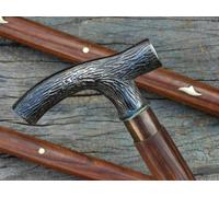 Bastone da passeggio design ottone look antico vintage vittoriano canna in legno