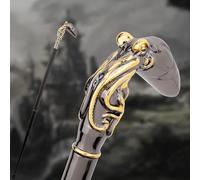 Bastone da Passeggio Elegante con Impugnatura A Forma di Polpo, Pesce e Calamaro, Colore Nero Oro, Ideale per Gentiluomini, Cosplay Collezionisti, 93 Cm