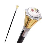 Bastone da Passeggio Golden White Rose, Bastone Decorato con Rose, con Punta Antiscivolo Rimovibile, per Collezioni Cosplay e Decorazioni 93 Cm