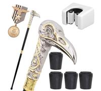 Bastone da Passeggio in Lega di Alluminio Realizzato a Mano per Uomini, Donne e Anziani, con Impugnatura Decorativa in Ottone Rimovibile, Leggero e Resistente(Silver)