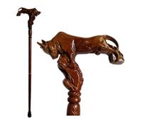 Bastone da Passeggio in Legno, Bastone da passeggio intagliato a mano Impugnatura Ergonomica e Gommini Antiscivolo, Supporto Elegante e Resistente per anziani (mucca)